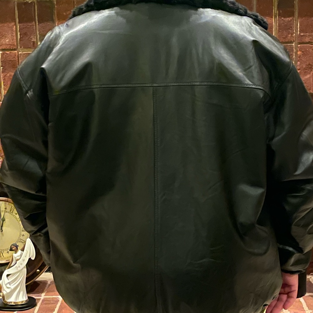Black Mink/Leather Bomber (Reversible) - image 5